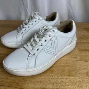 Vionic Kearny Lace Up Platform‎ Leather Sneakers Women's 9W White Classic Preppy